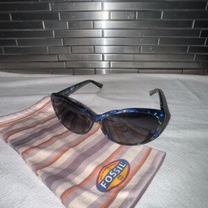 Fossil Women’s Blue Patterned Frame Sunglasses